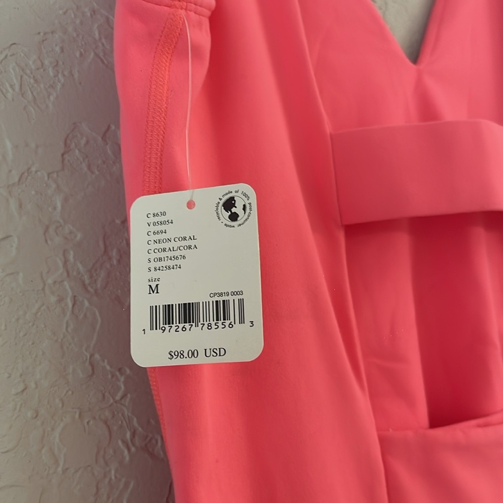 New ✨ FP Movement Never better Strappy Back Jumpsuit Medium Neon Coral - Picture 11 of 11